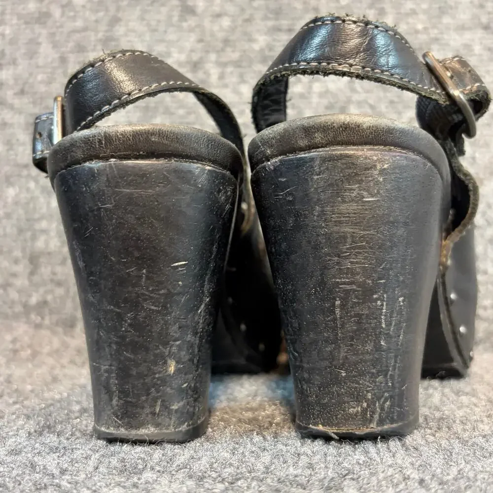 Dansko Rowena Slingback Black Leather Clogs Women Professional Work Size 7.5 38